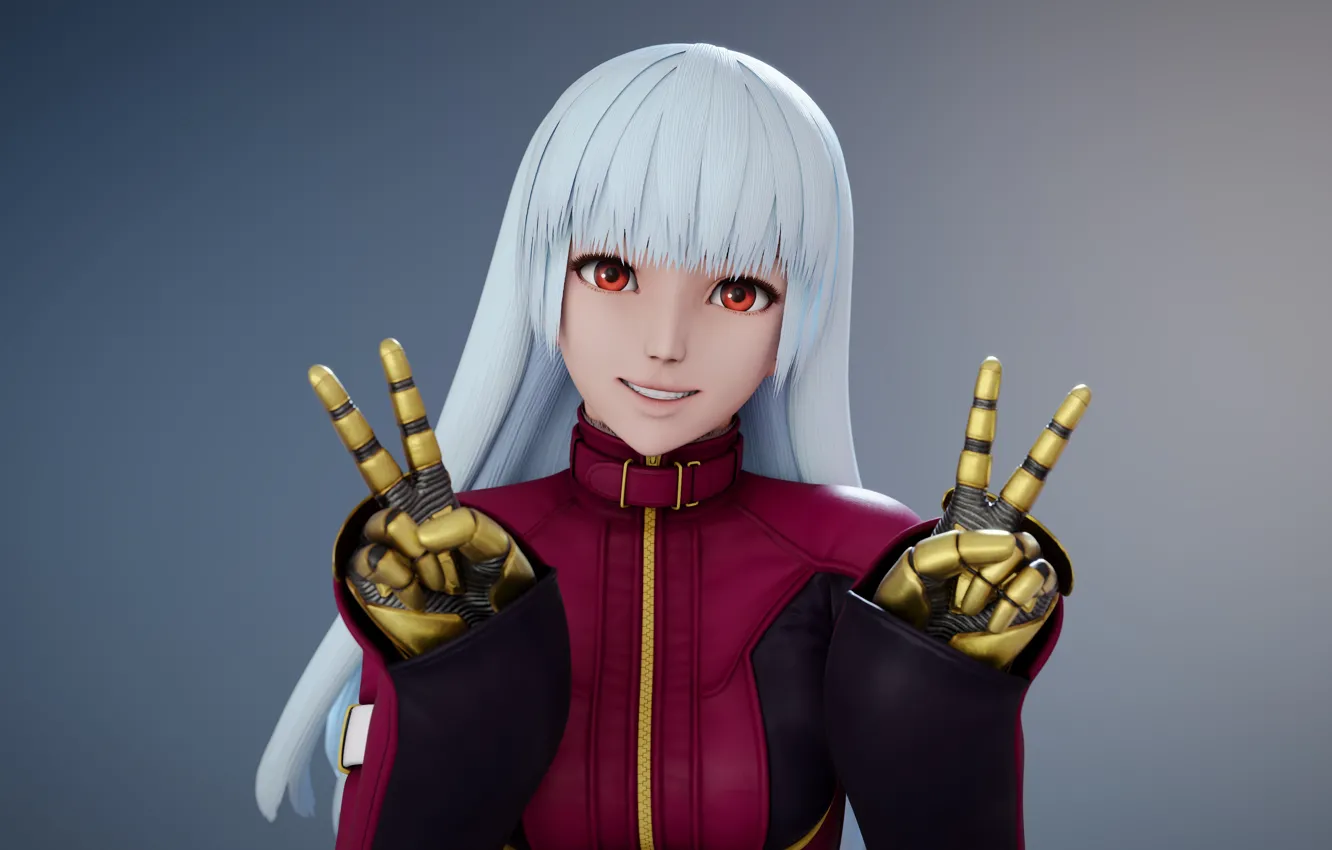 Фото обои девушка, улыбка, боец, жест, King of Fighters, Kula Diamond, Kula