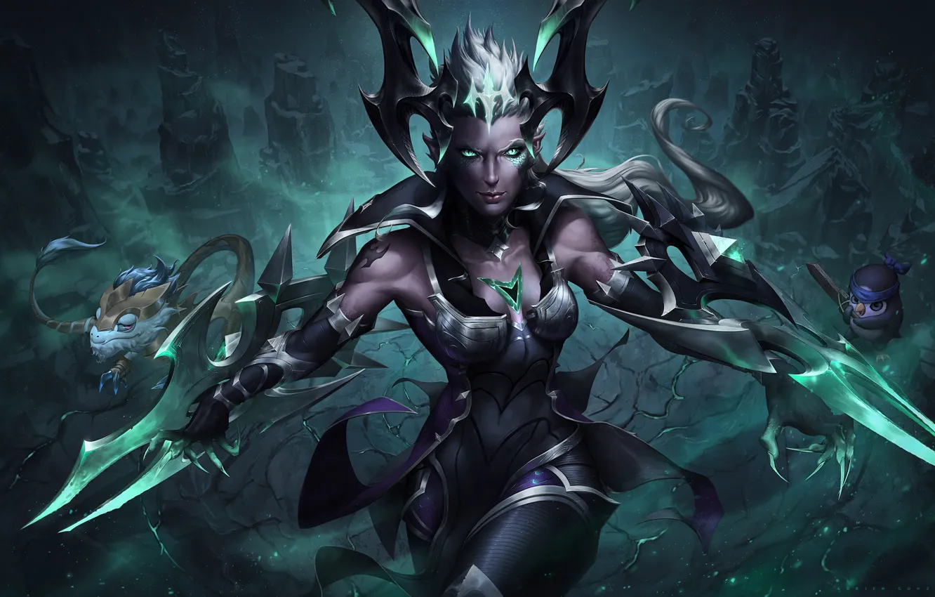 Фото обои оружие, игра, доспехи, game, клинки, League of Legends, LOL, Лига Легенд