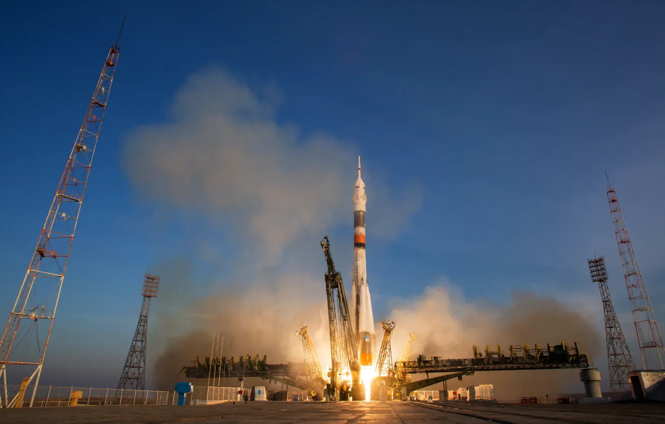 Фото обои космос, старт, Soyuz TMA-19M