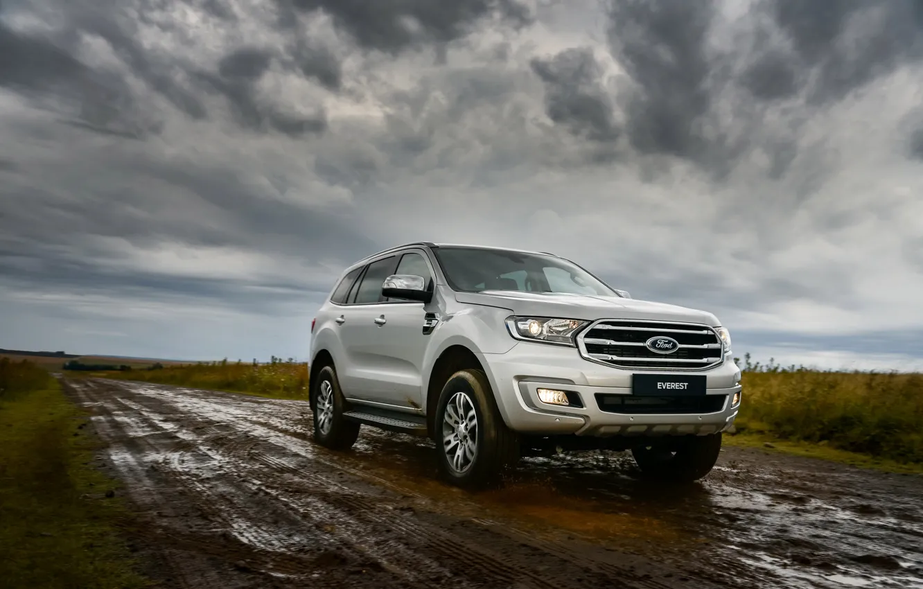 Фото обои Ford, грязь, сырость, Everest, 4WD, XLT, 2019