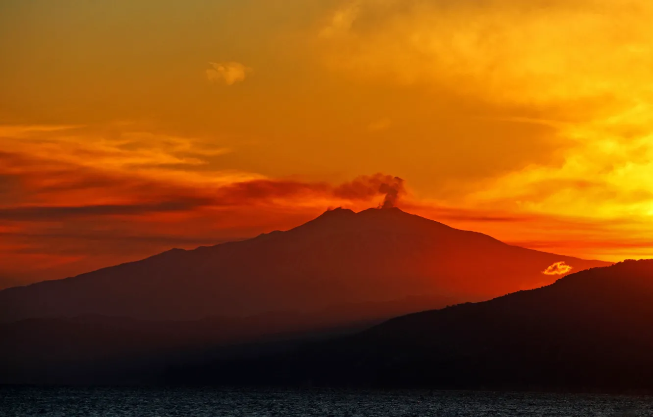Фото обои вулкан, Италия, Этна, Сицилия