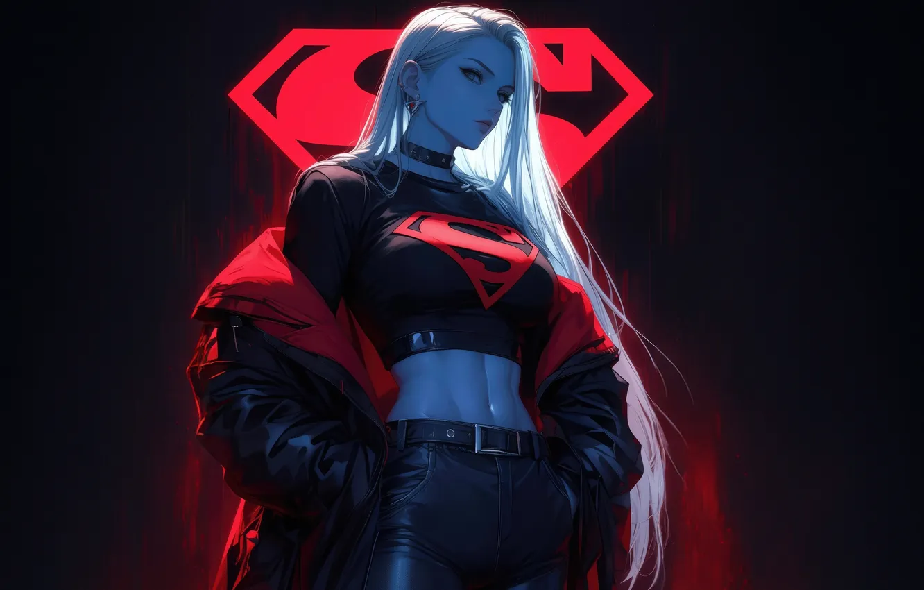 Фото обои Girl, Anime, Comics, Supergirl, Anime Girl, AI Art, AI Generated
