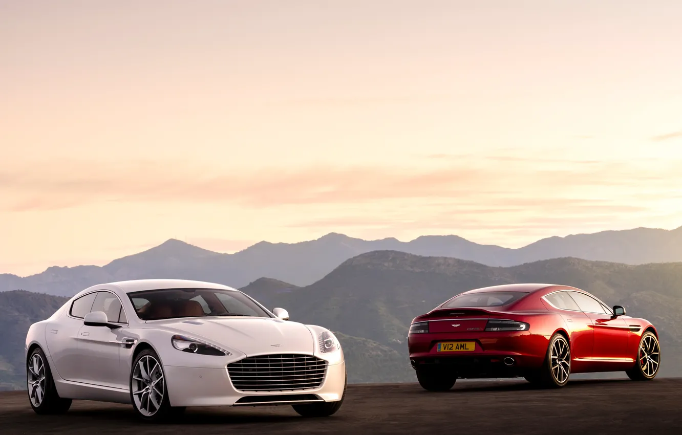 Фото обои машины, Aston Martin, две, red, white, Rapide S