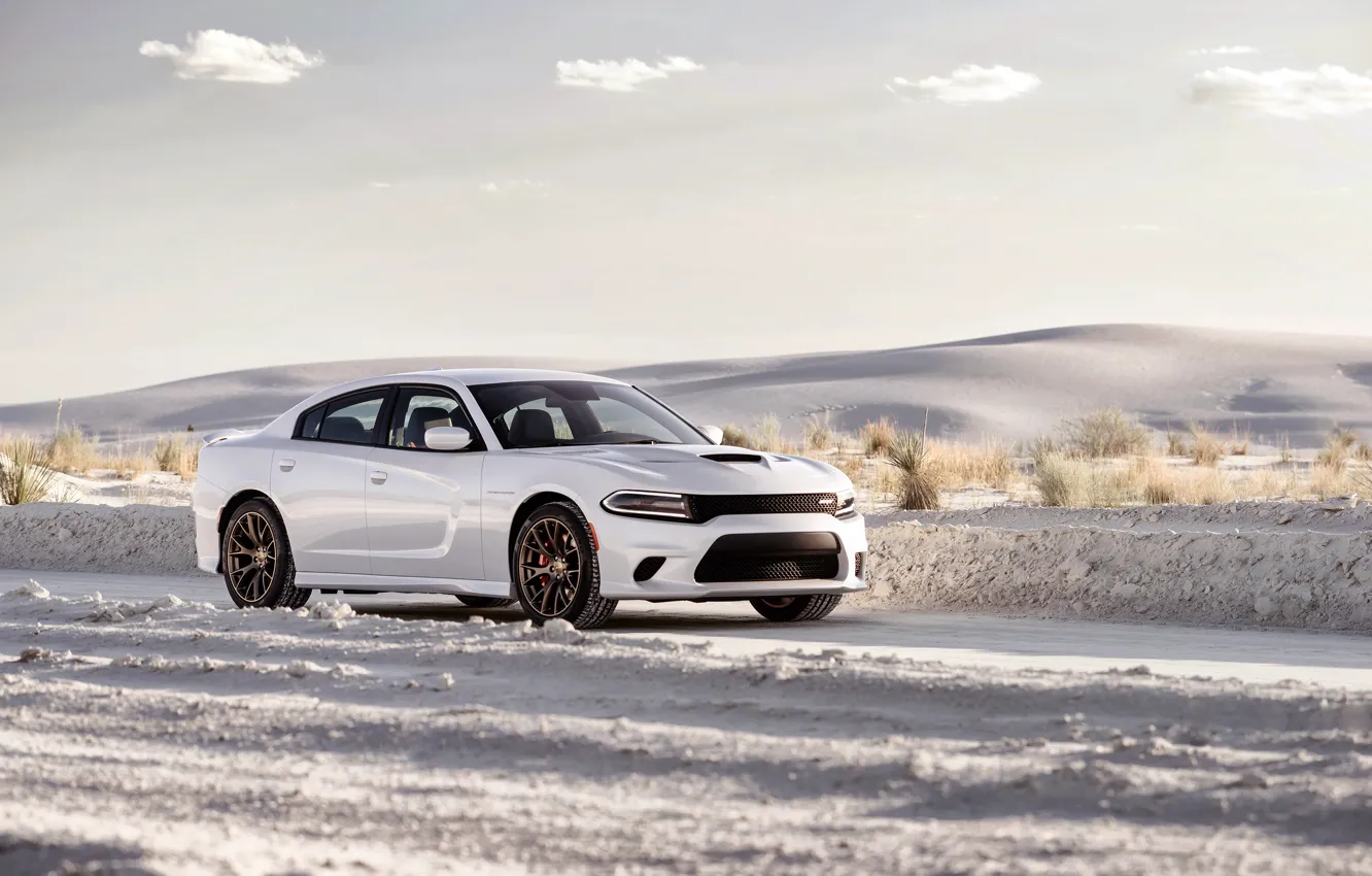 Фото обои белый, фото, Dodge, автомобиль, металлик, Charger, 2015, SRT Hellcat