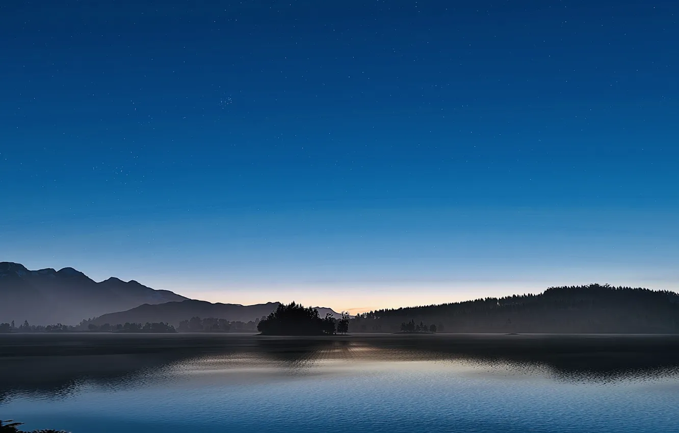 Фото обои HDR, Heaven, Sky, Horizon, Wood, Blue, Tree, Mountain