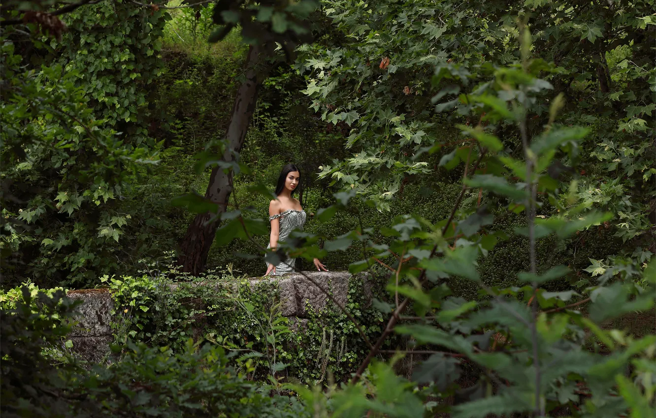 Фото обои forest, trees, nature, model, Aria, countryside, gorgeous, photoshoot