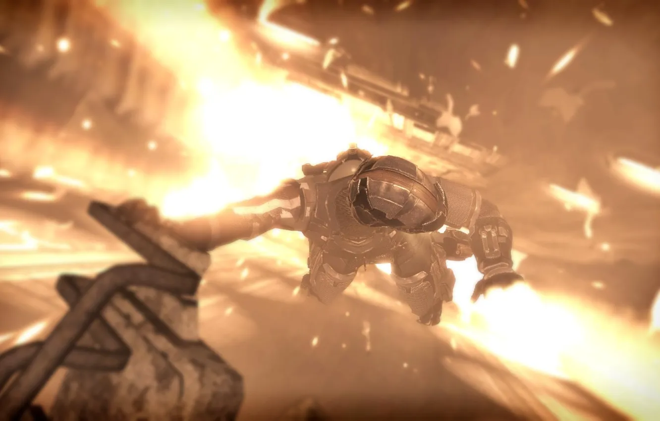 Фото обои взрыв, огонь, мертвый космос, Айзек Кларк, Dead Space 3