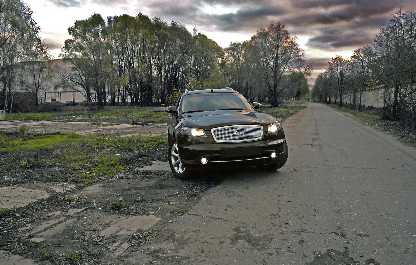 Фото обои HDR, Дорога, Деревья, Infiniti fx35