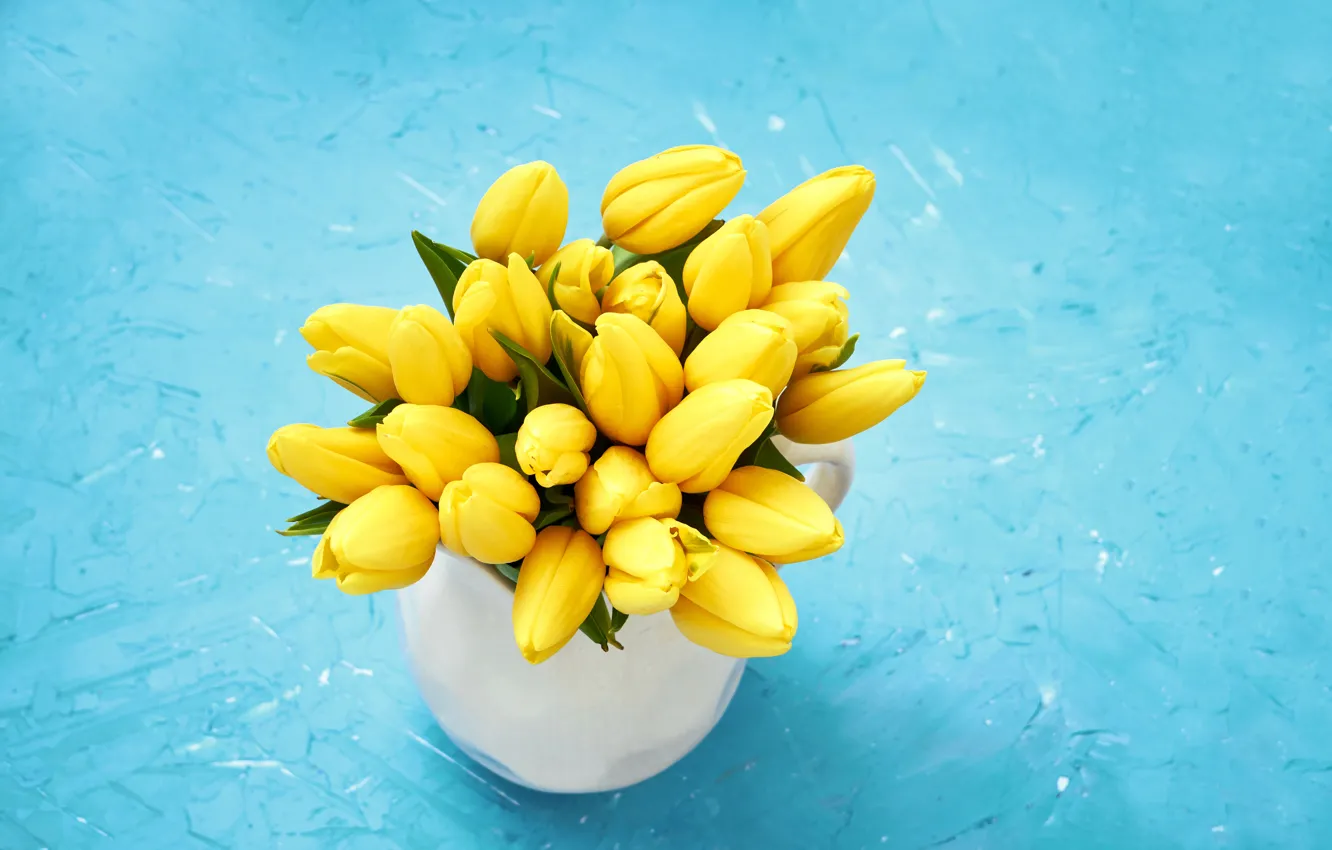 Фото обои цветы, букет, желтые, тюльпаны, fresh, yellow, flowers, tulips