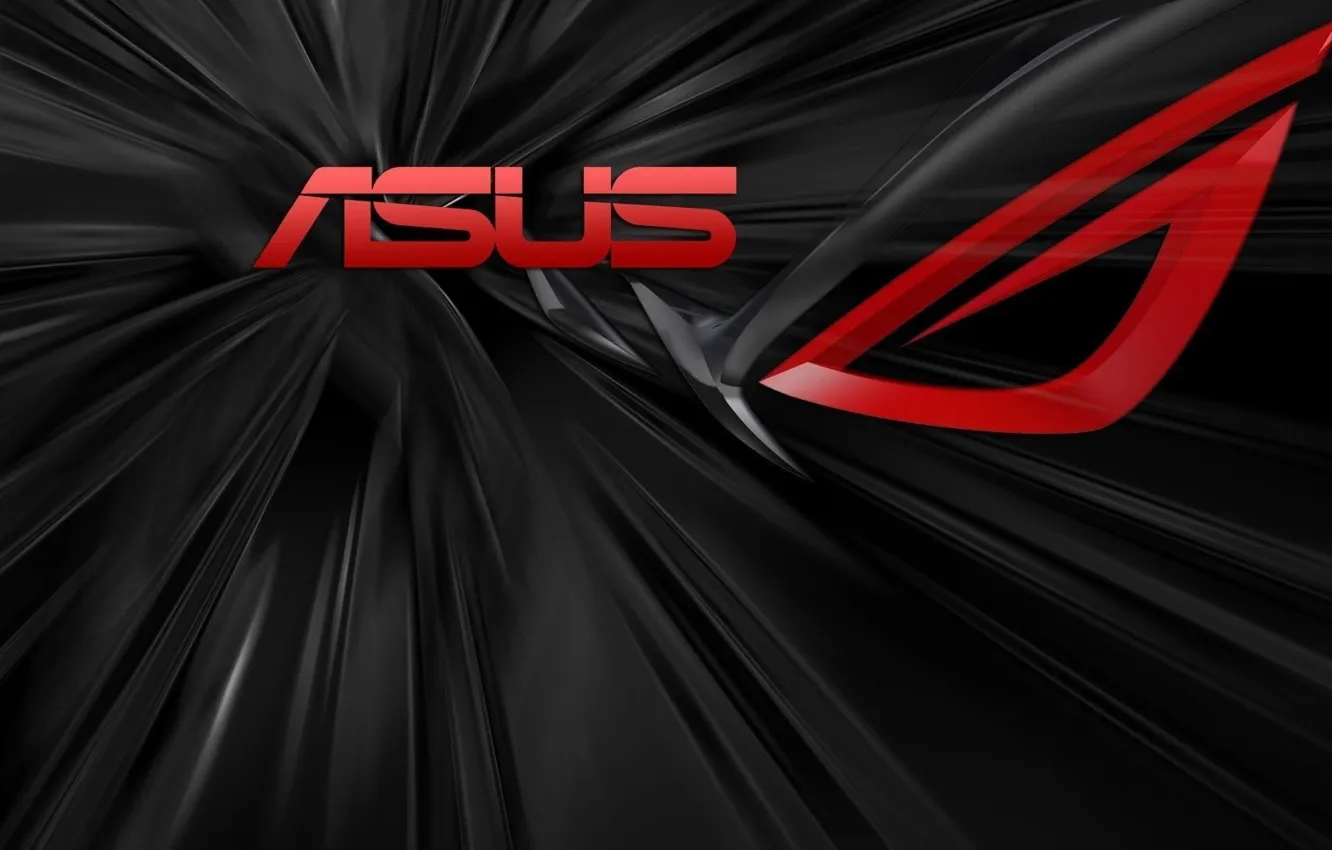 Фото обои красный, серый, сталь, вспышка, high-tech, Логотип, Logo, ASUS