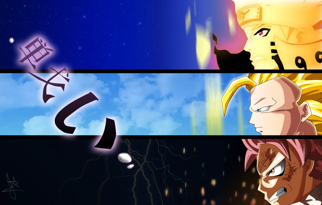 Фото обои anime, Naruto, Fairy Tail, Naruto Shippden, manga, crossover, japanese, Dragon Ball