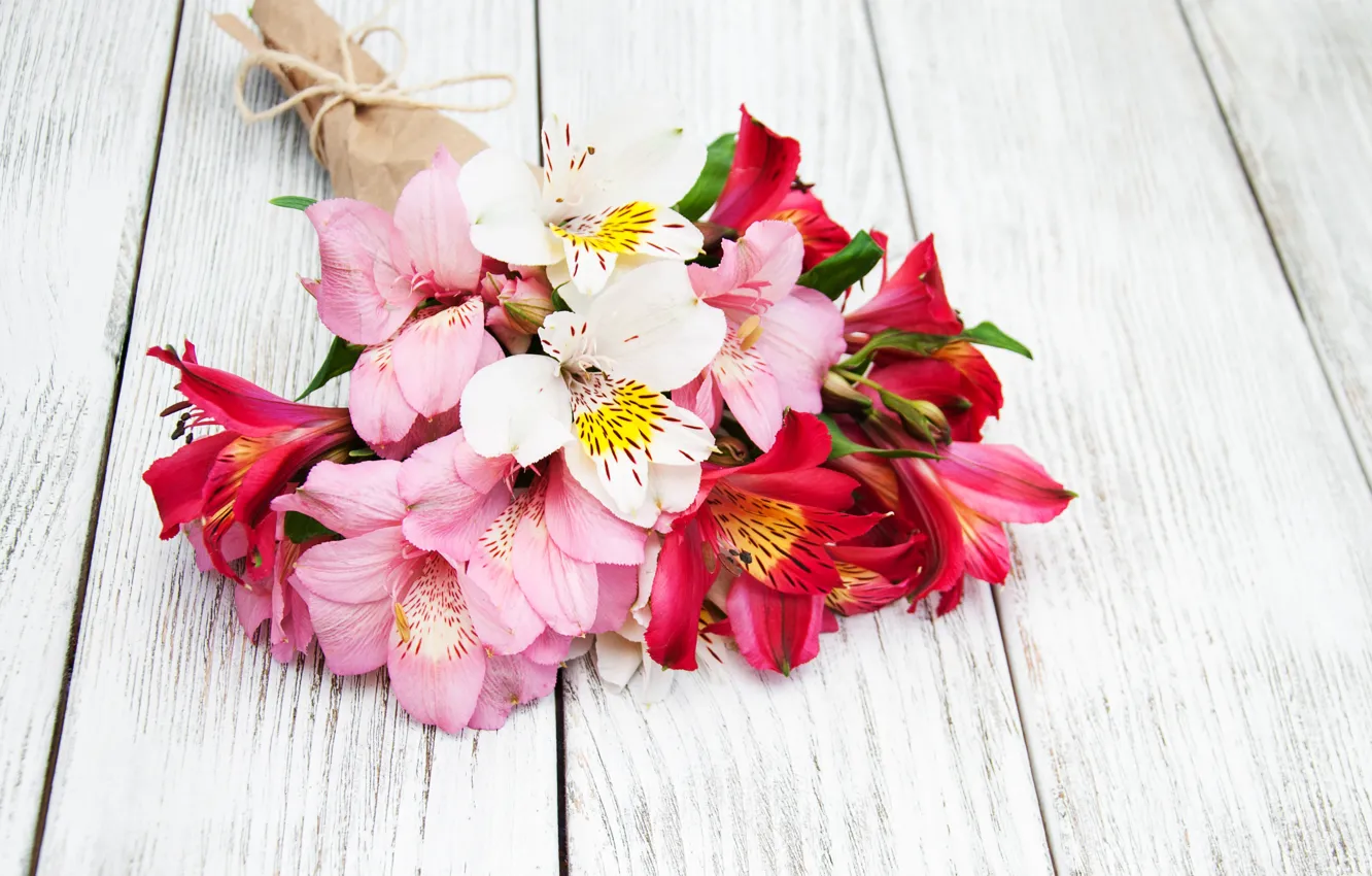 Фото обои цветы, лилии, букет, розовые, wood, pink, flowers, lily