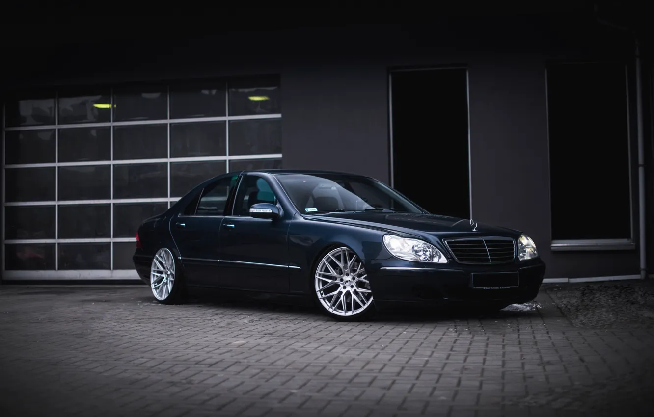 Фото обои Windows, Mercedes, Black, Evening, Sedan, S500, W220