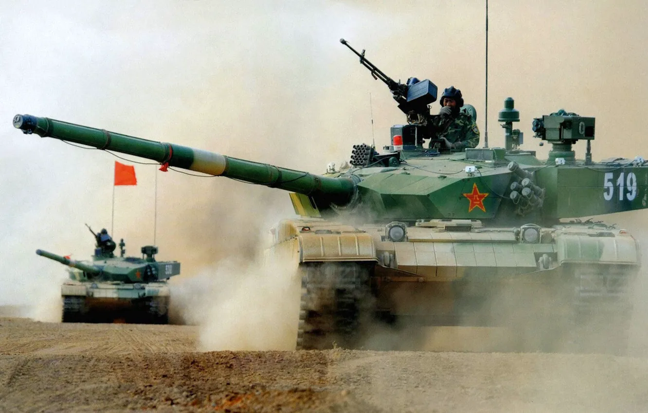 Фото обои пыль, танк, китайский основной боевой танк, Тип 99