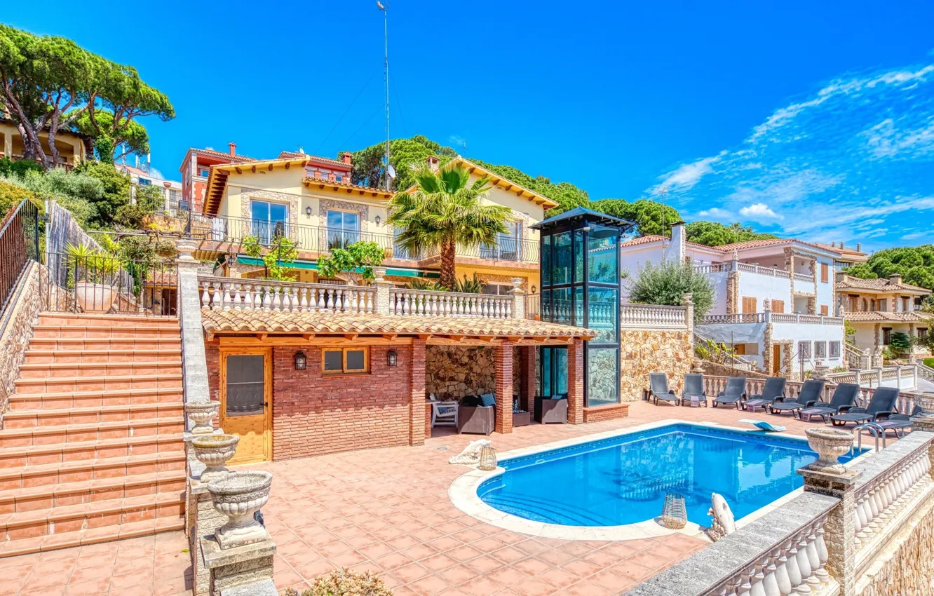 Фото обои вилла, бассейн, фасад, Lloret de Mar, Villa Dolce Vita