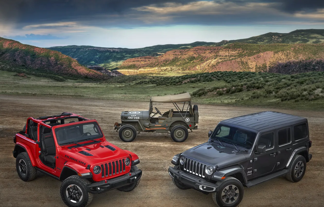 Фото обои 2018, 1944, Jeep, Willys, Wrangler Rubicon, Wrangler Sahara