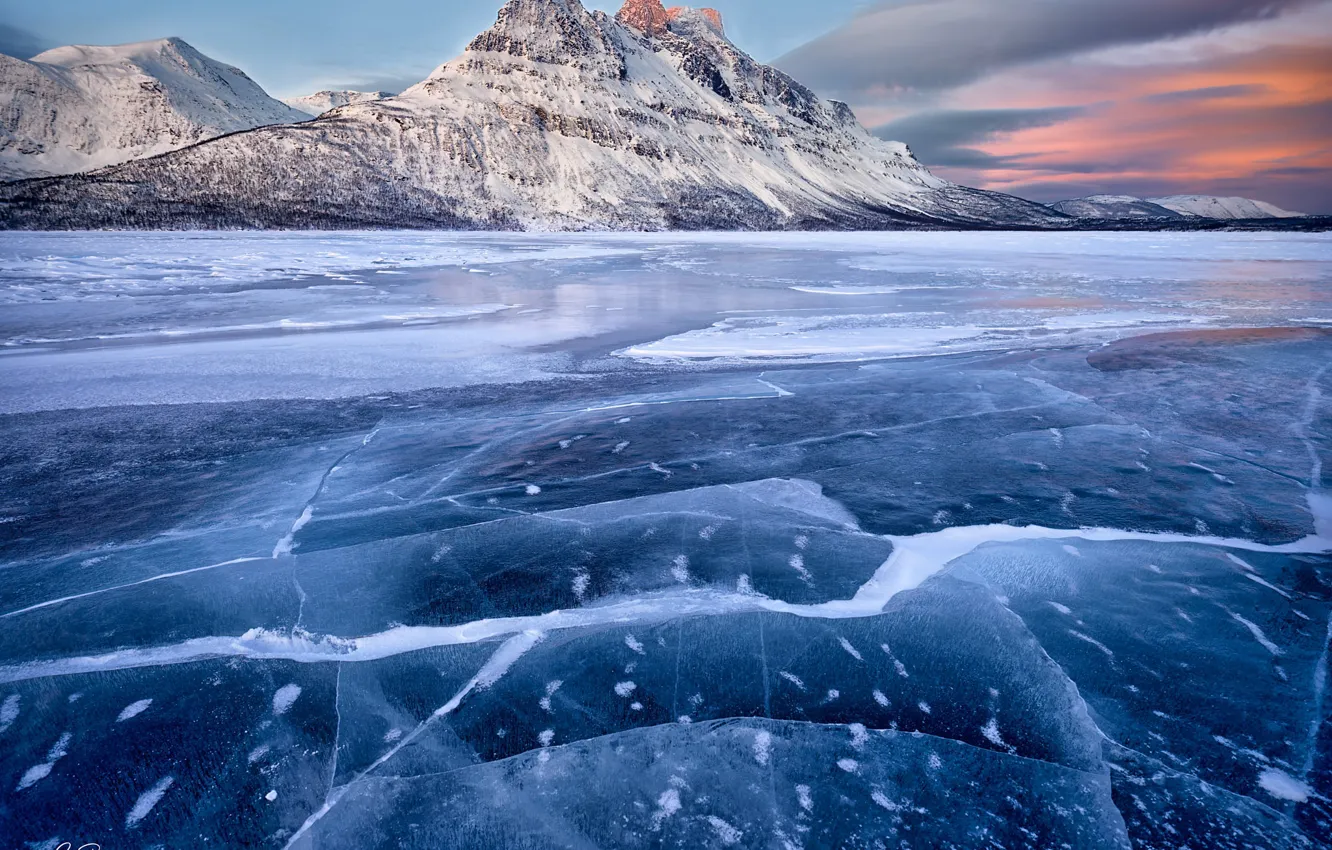 Фото обои лед, снег, Norway, побережье, море, скалы