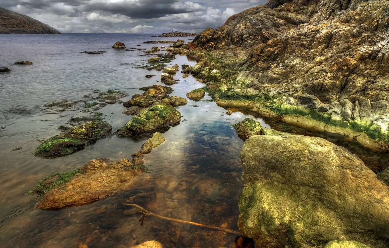 Фото обои море, пейзаж, камни, берег