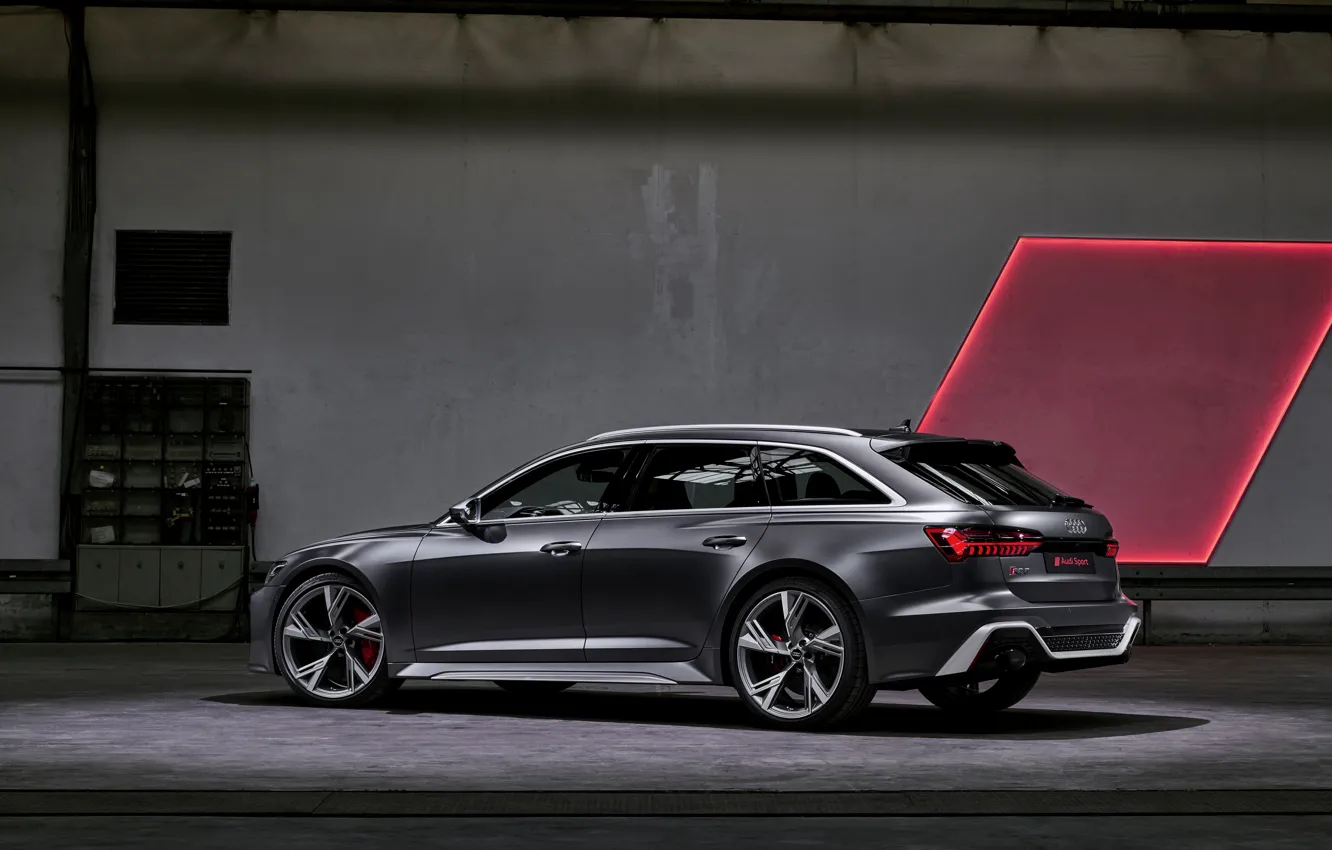Фото обои Audi, сбоку, универсал, RS 6, 2020, 2019, тёмно-серый, V8 Twin-Turbo