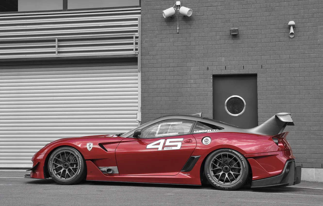 Фото обои Ferrari, Red, Race, Building, Evoluzione, 599XX