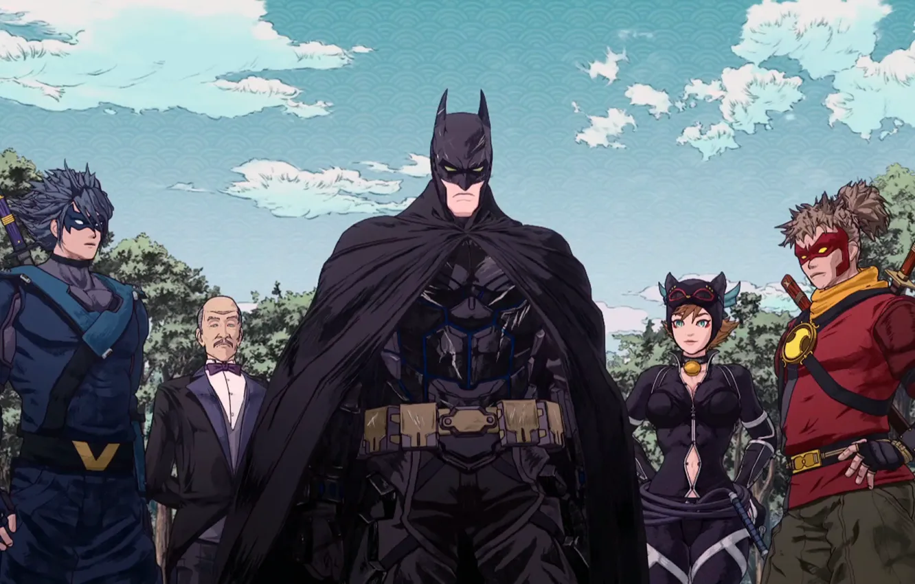 Фото обои Batman, cartoon, movie, Robin, film, mask, superheroes, Alfred