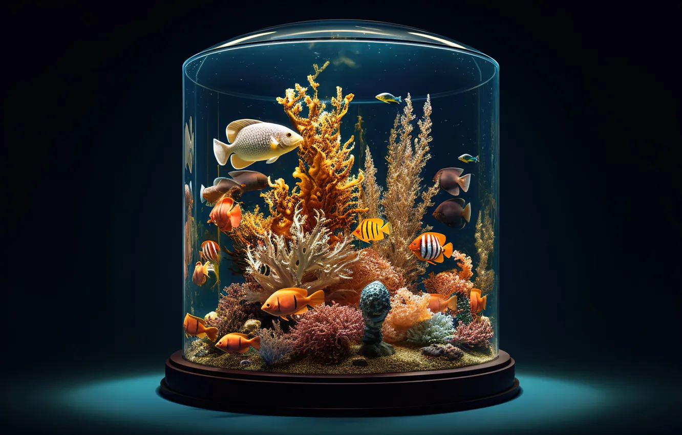 Фото обои рыбки, аквариум, colorful, кораллы, glass, fish, coral, aquarium