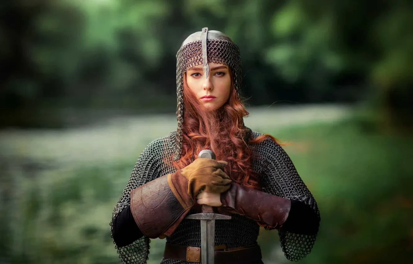 Фото обои girl, armor, model, beauty, cosplay