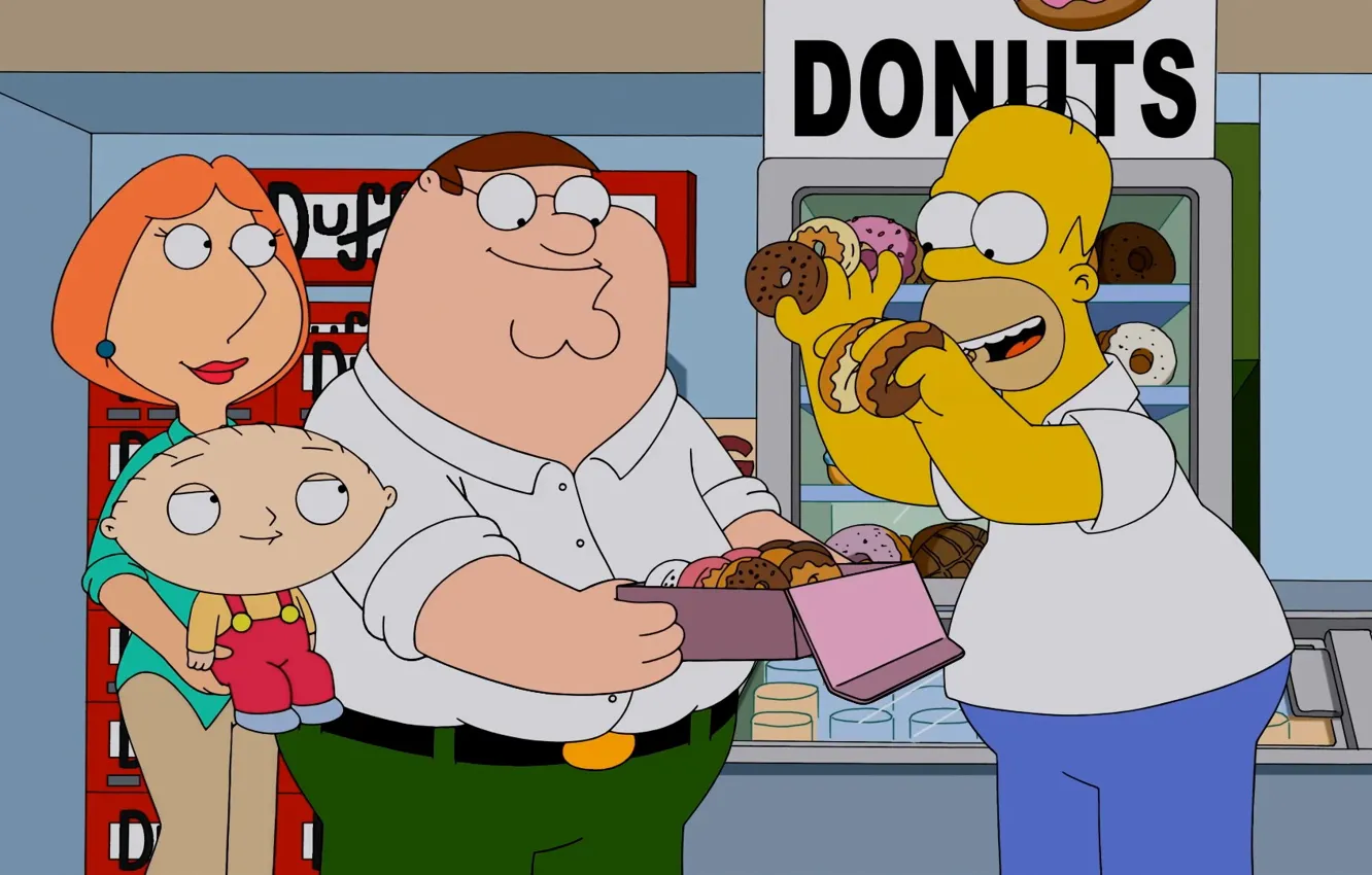 Фото обои симпсоны, пончики, гриффины