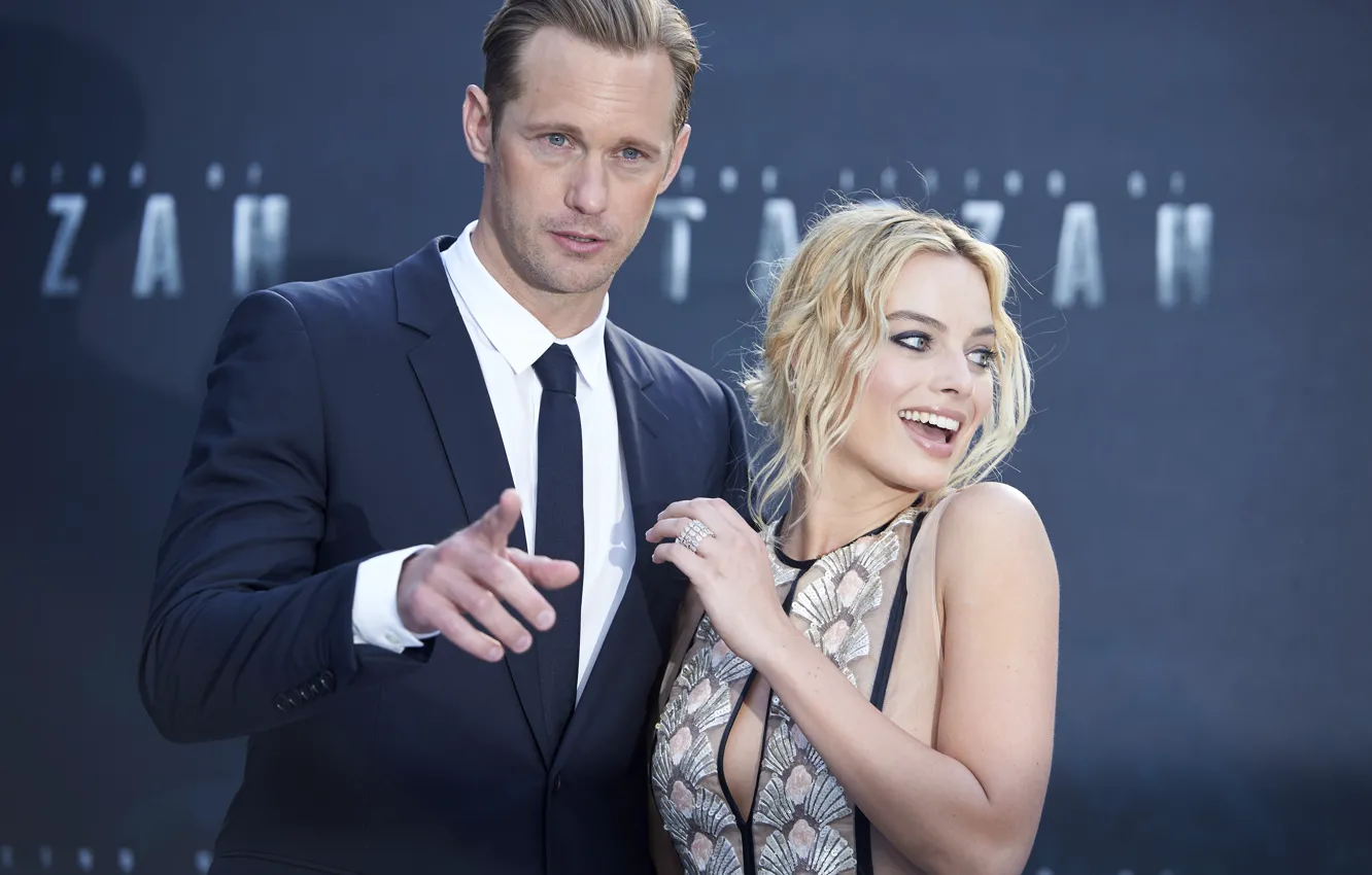 Фото обои Margot Robbie, Александр Скарсгорд, Alexander Skarsgard, Марго Робби, The Legend of Tarzan, Тарзан Легенда