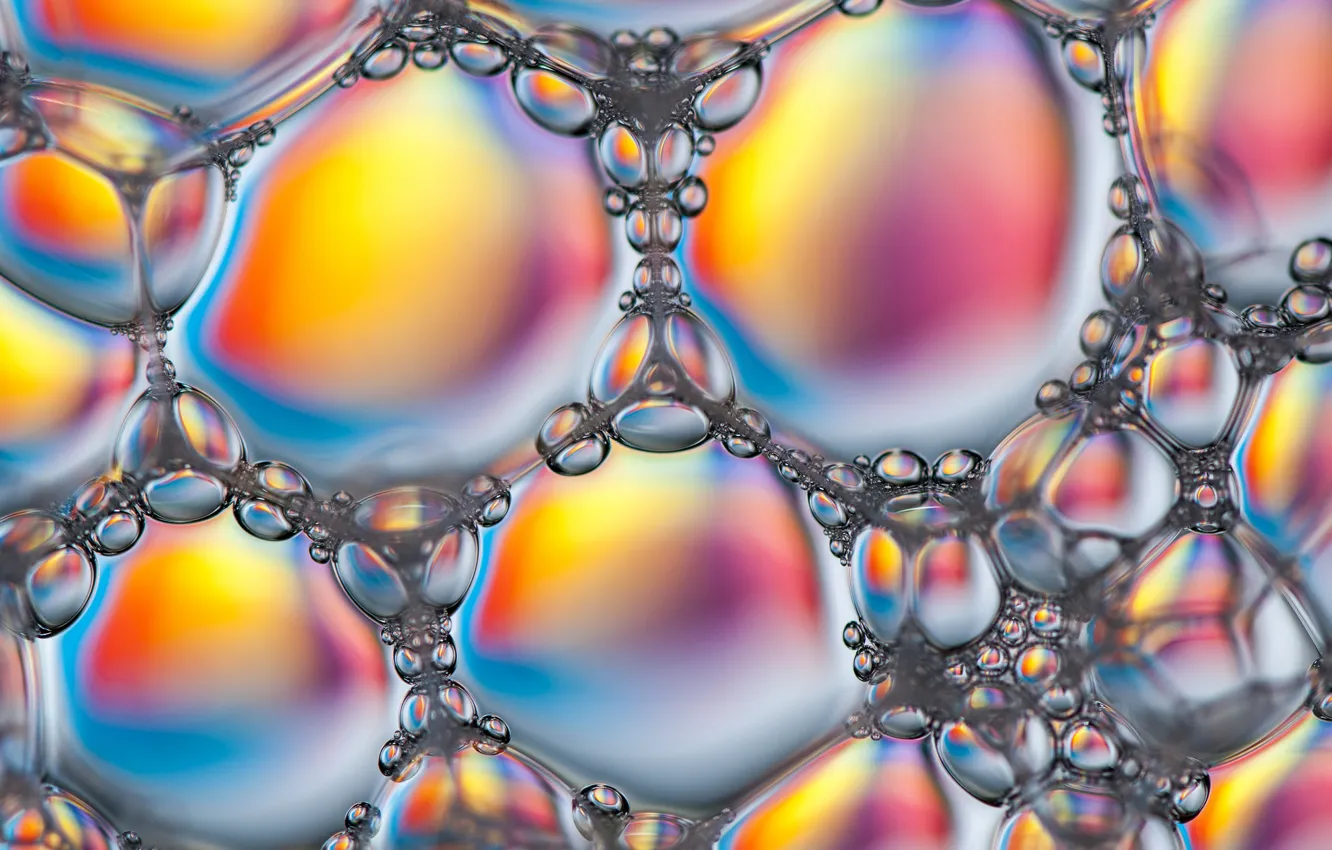 Фото обои пена, пузырьки, блеск, цвет, жидкость, объем