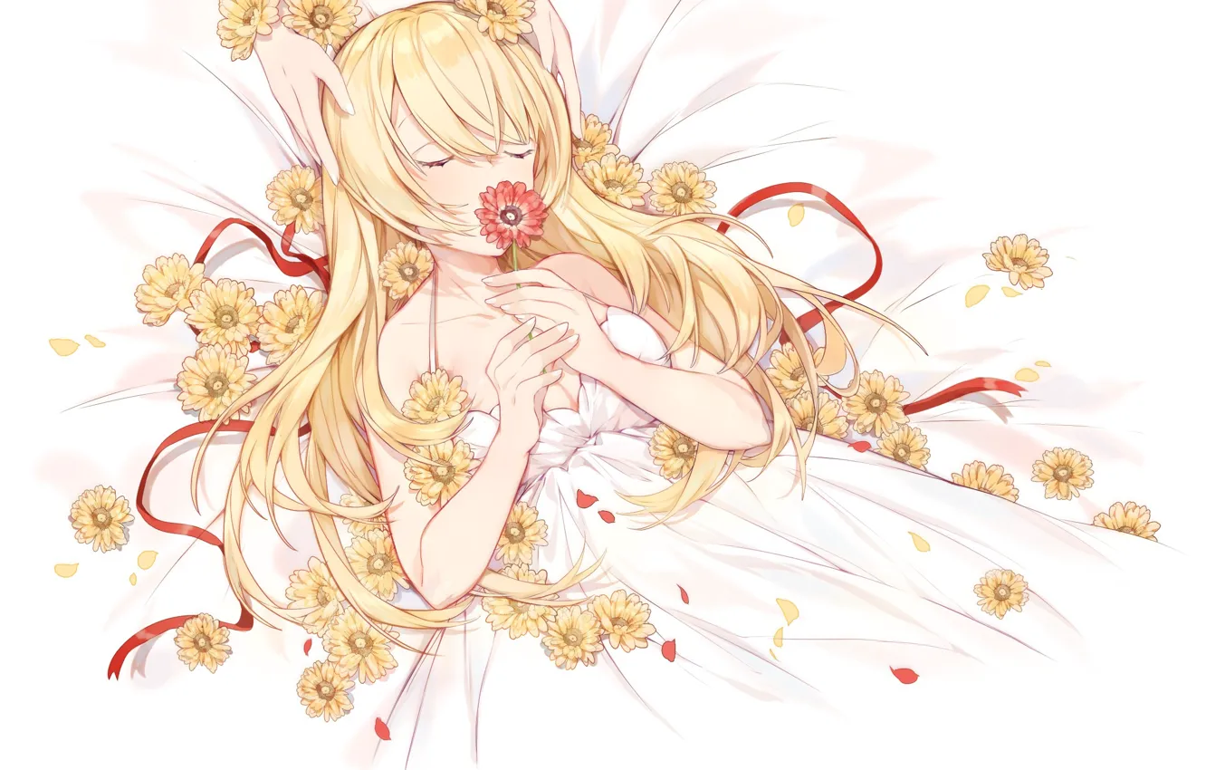 Фото обои цветок, девушка, нежность, руки, арт, Vocaloid