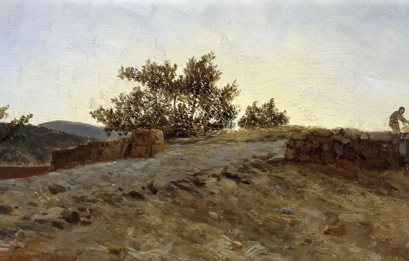 Фото обои пейзаж, Закат, картина, Карлос де Хаэс, Арагон