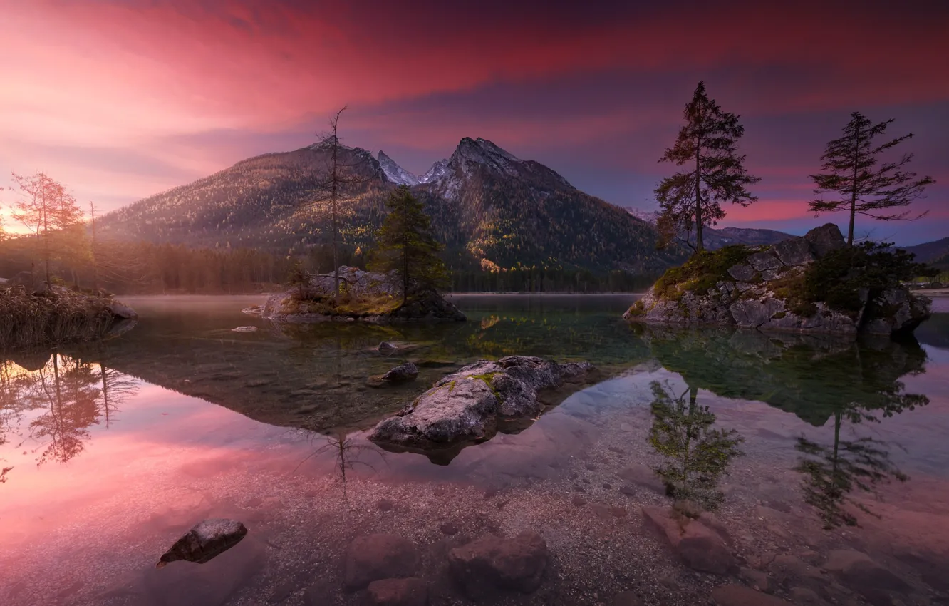 Фото обои небо, свет, горы, озеро, Германия, Бавария