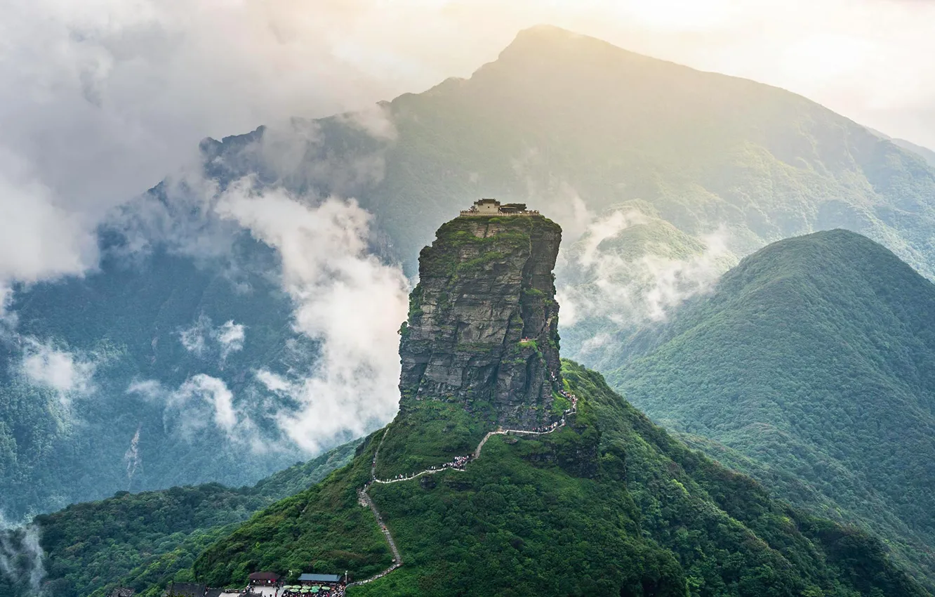 Фото обои скала, Китай, гора Fanjing