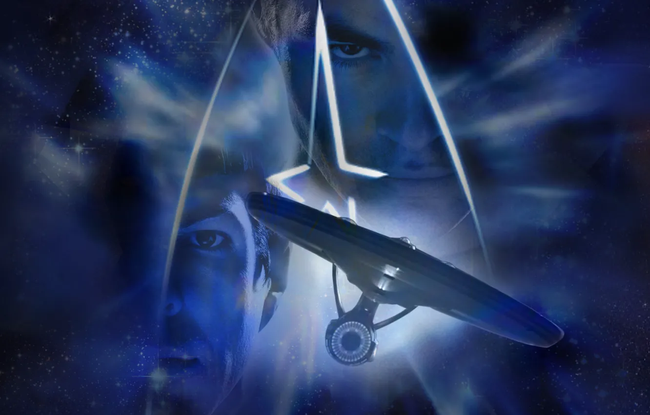 Фото обои Space, Enterprise, Star Trek, Movie, Into Darkness, James T. Kirk, Star Trek: Into Darkness, Spock