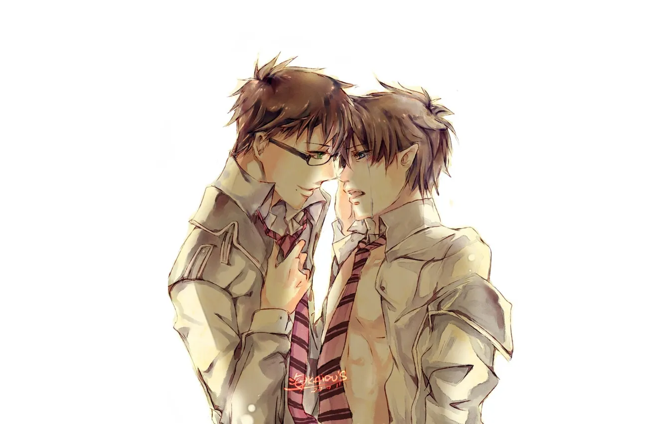 Фото обои братья, слёзы, Юкио Окумура, Рин Окумура, Синий Экзорцист, Ao No Exorcist