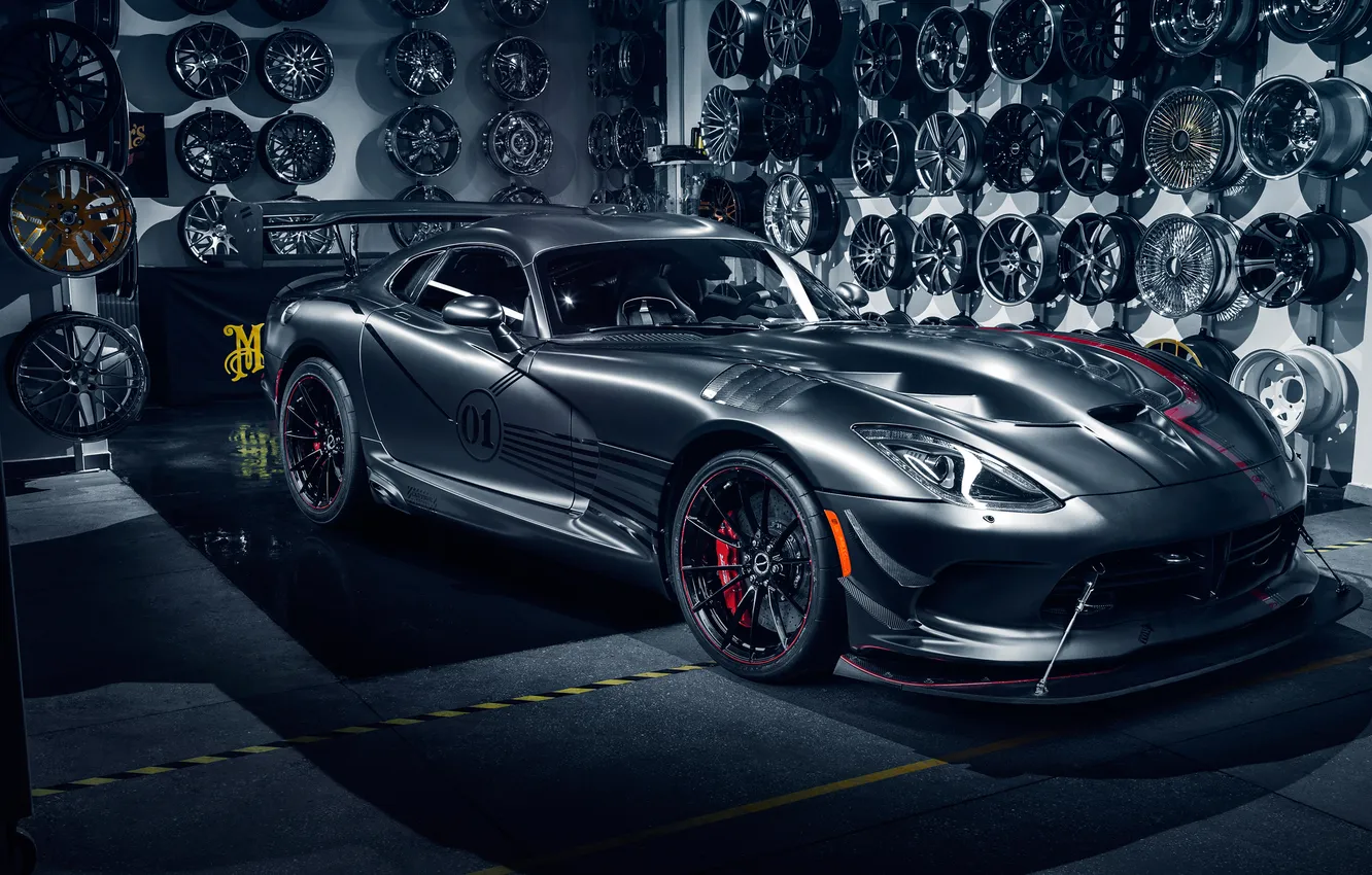 Фото обои Dodge, black car, Dodge Viper ACR