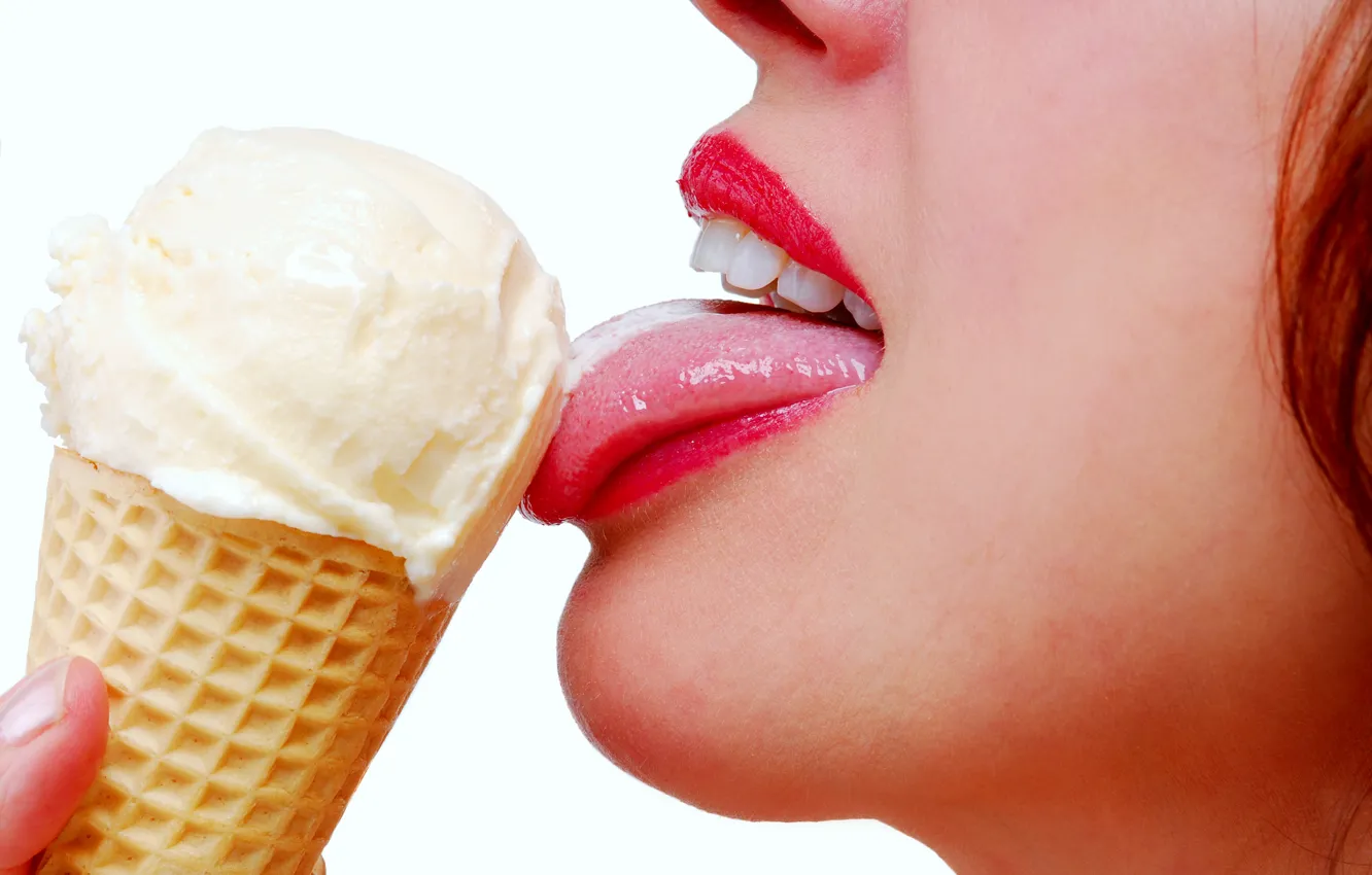 Фото обои lips, ice cream, tongue