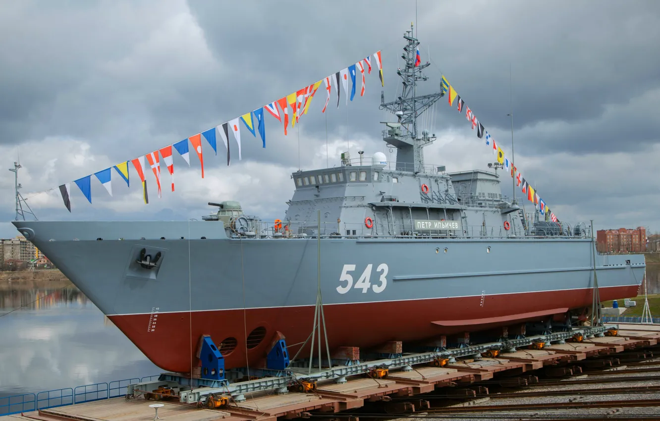 Фото обои тральщик, спуск на воду, Петр Ильичев
