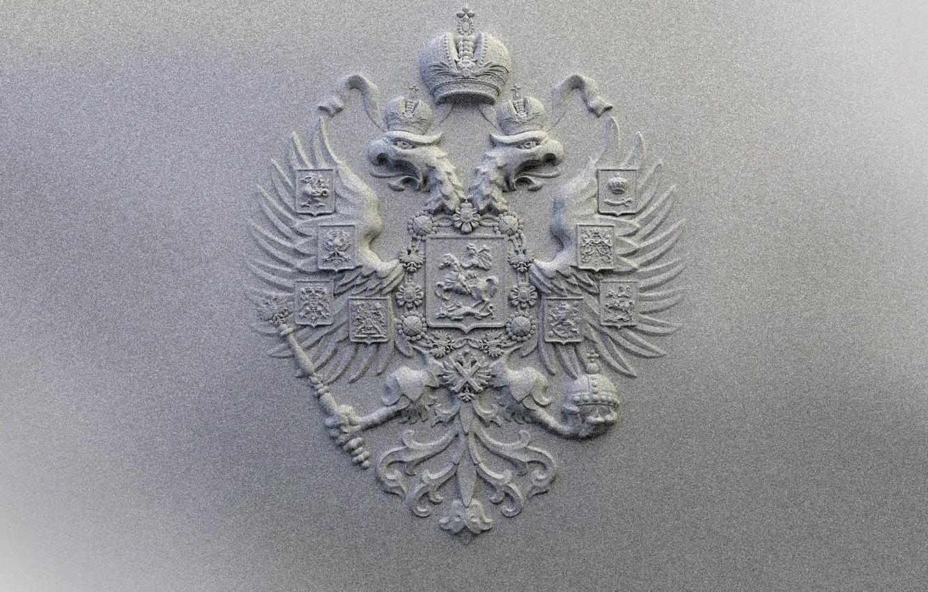 Фото обои герб, серый фон, россия