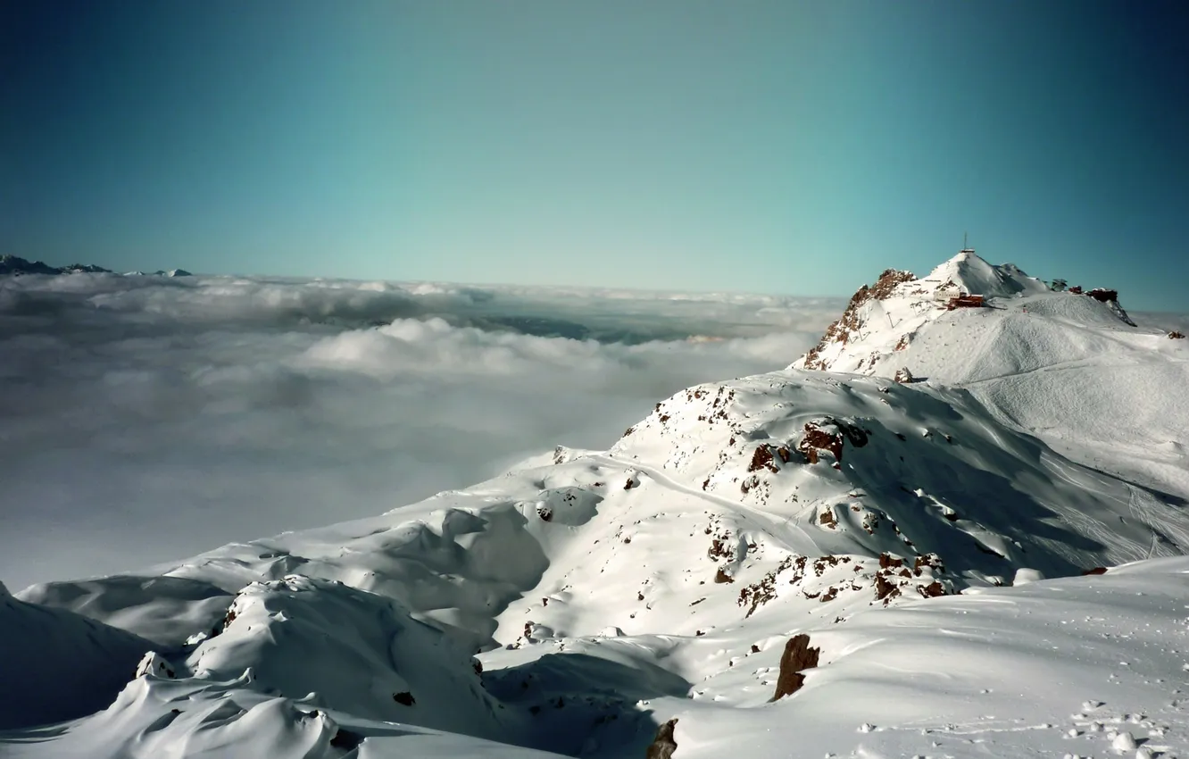 Фото обои зима, небо, снег, пейзаж, горы, природа, пейзажи, высота