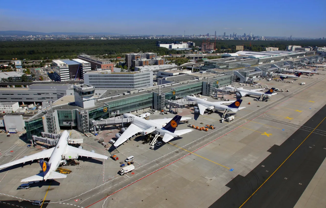 Фото обои Город, Германия, перрон, Аэропорт, City, Boeing, Germany, Боинг