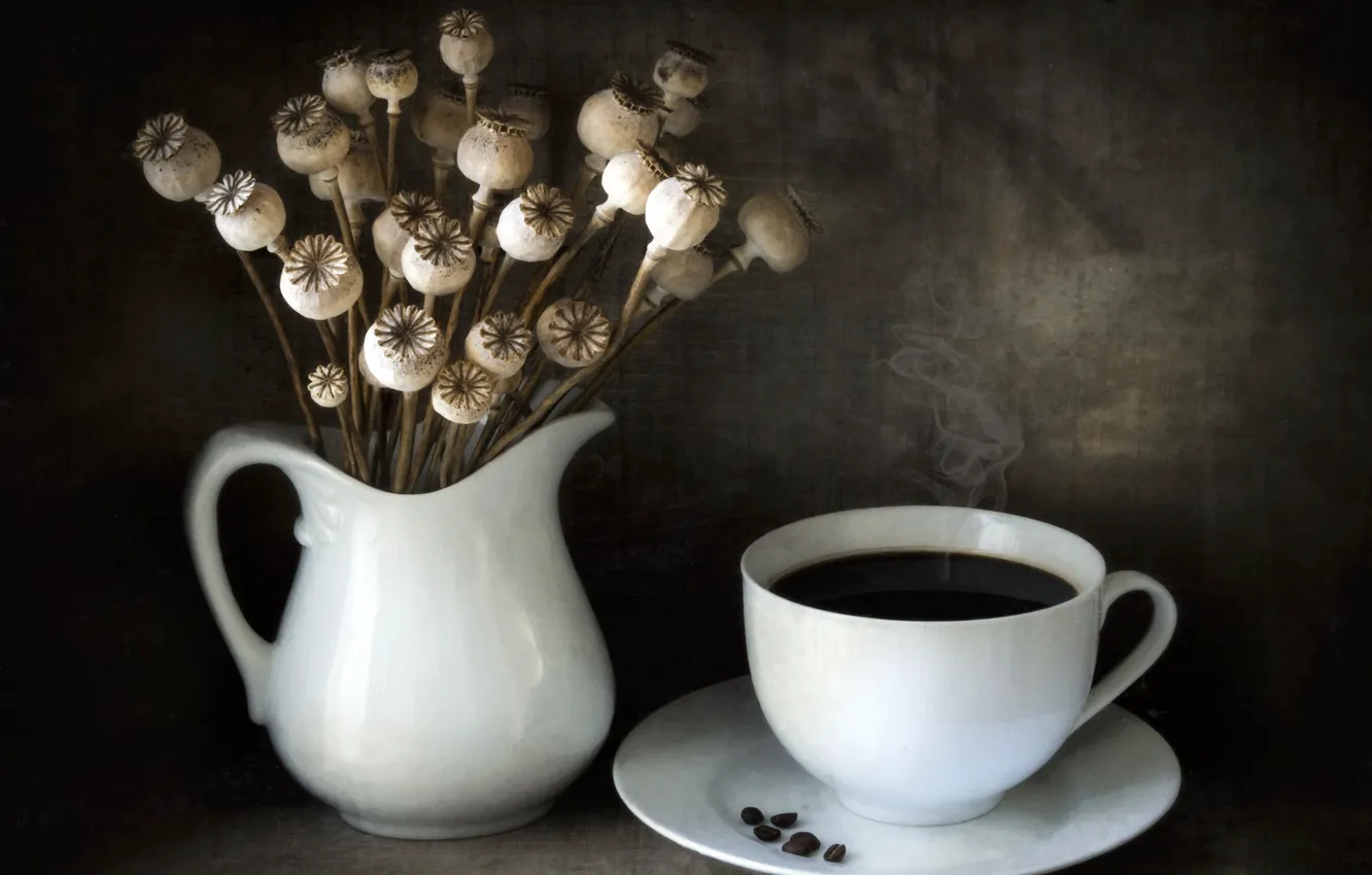 Фото обои мак, кофе, чашка