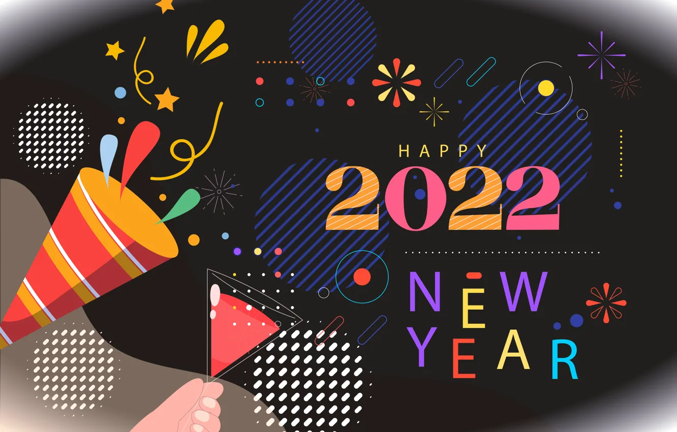 Фото обои праздник, бокал, новый год, Happy New Year, с новым годом, Merry Christmas, хлопушка, 2022