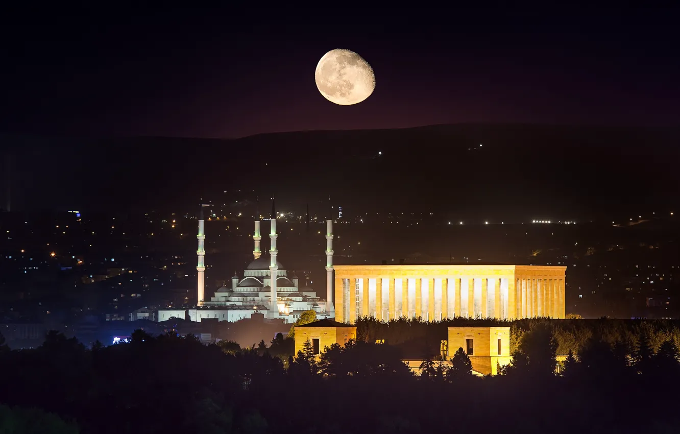 Фото обои night, turkey, ankara