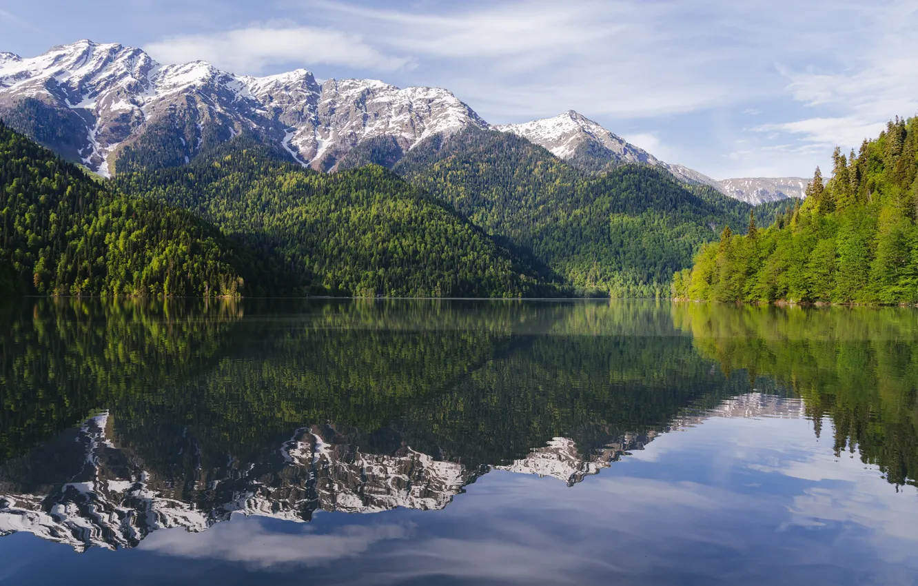 Фото обои горы, природа, озеро, отражение