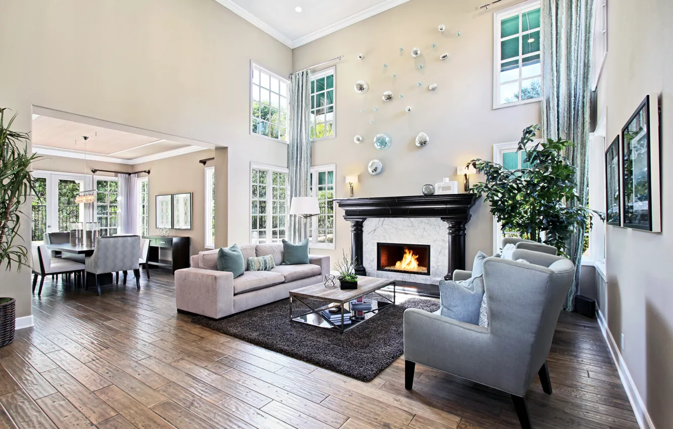 Фото обои дизайн, стиль, диван, мебель, интерьер, окно, камин, особняк