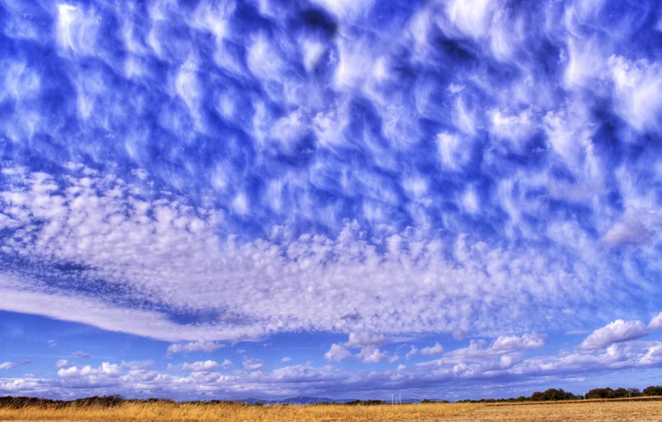 Фото обои небо, синий, Перистые облака