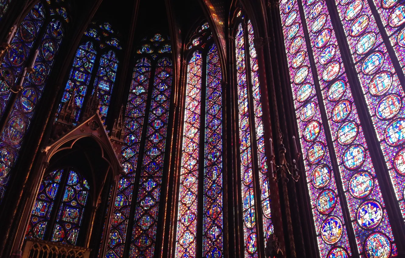 Фото обои Paris, glass, France, Gothic, chapel, royal, medieval, stained glass