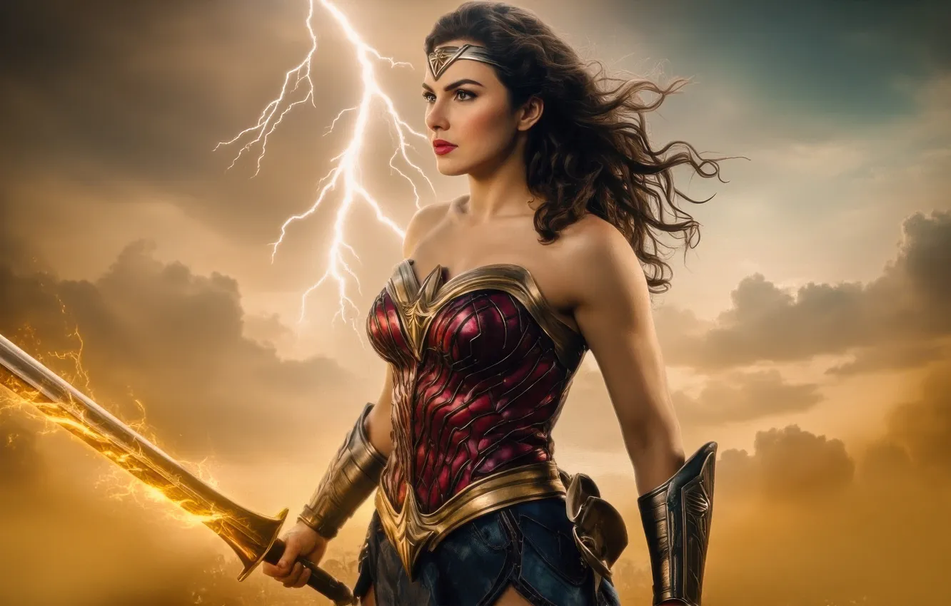 Фото обои hero, wonder woman, swooping